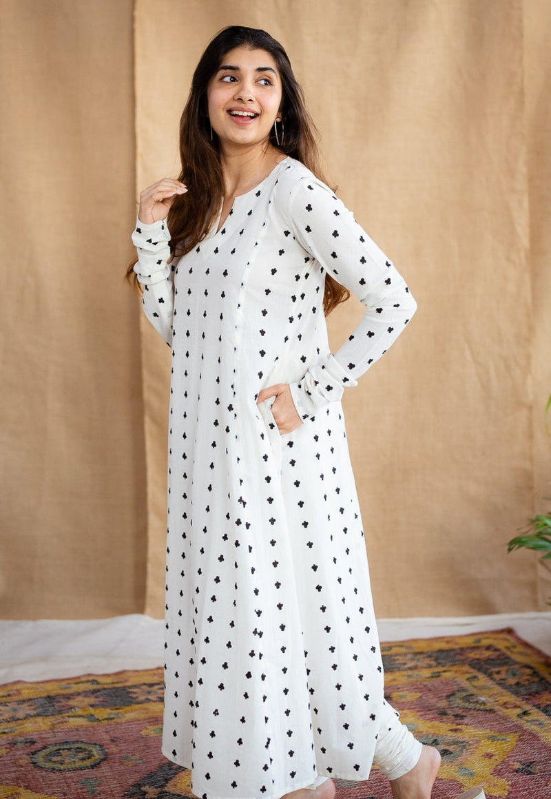 Shinat Block Printed Cotton Kali Kurta