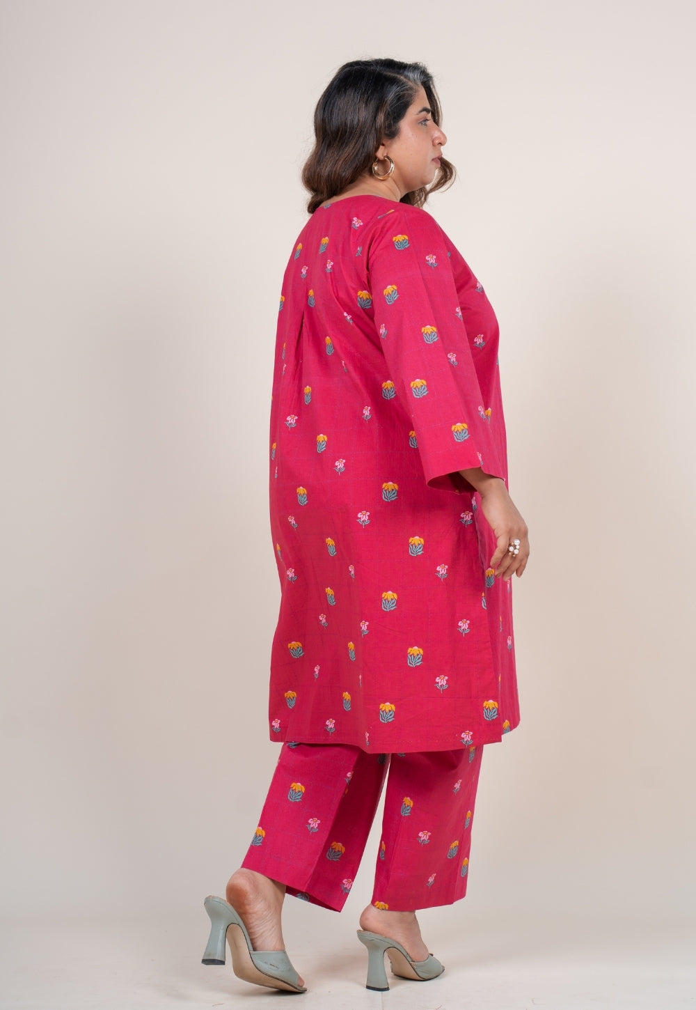 Kaaya Hot Pink Printed Cotton Straight Co-Ord Set