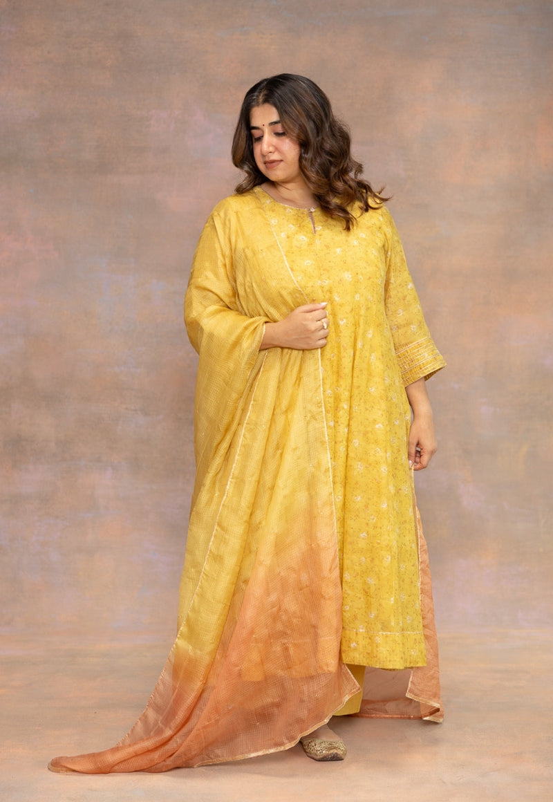 Yashi Yellow Solid Chanderi Silk Straight Pant