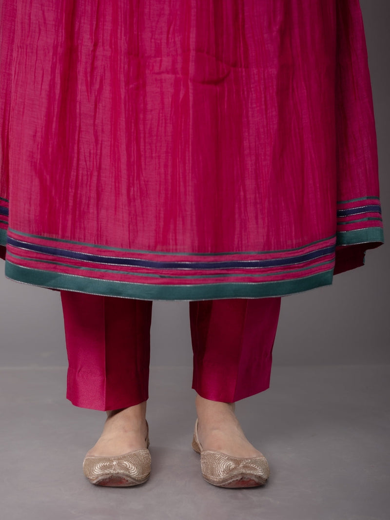 Prita Pink Solid Chanderi Silk Narrow Pant