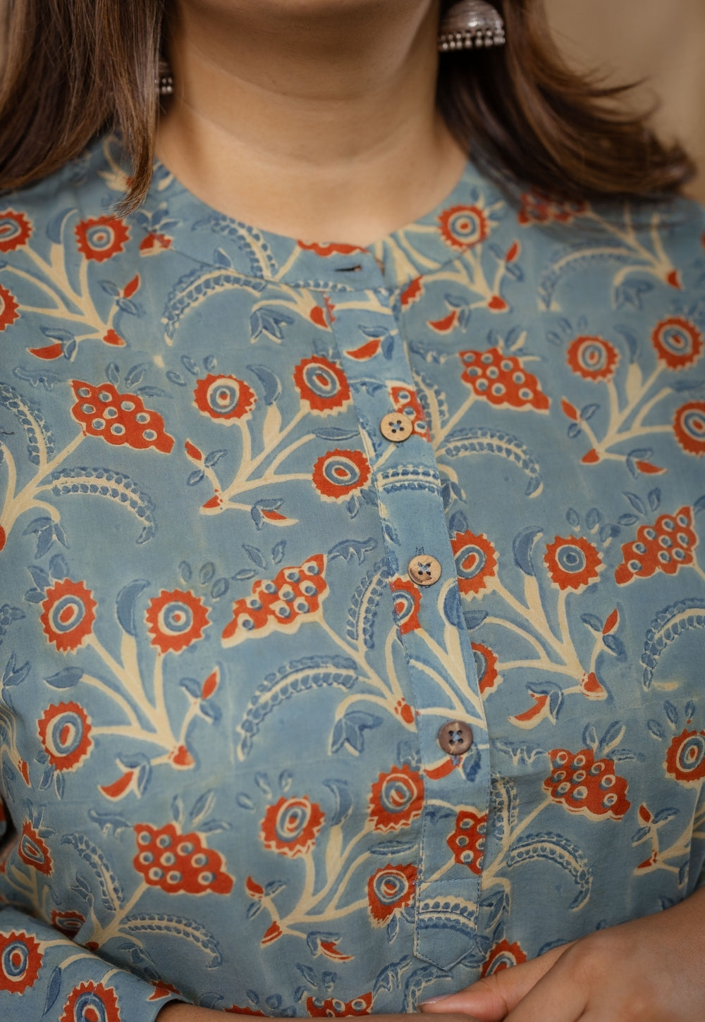 Azha Blue Ajrakh Cotton Straight Kurta
