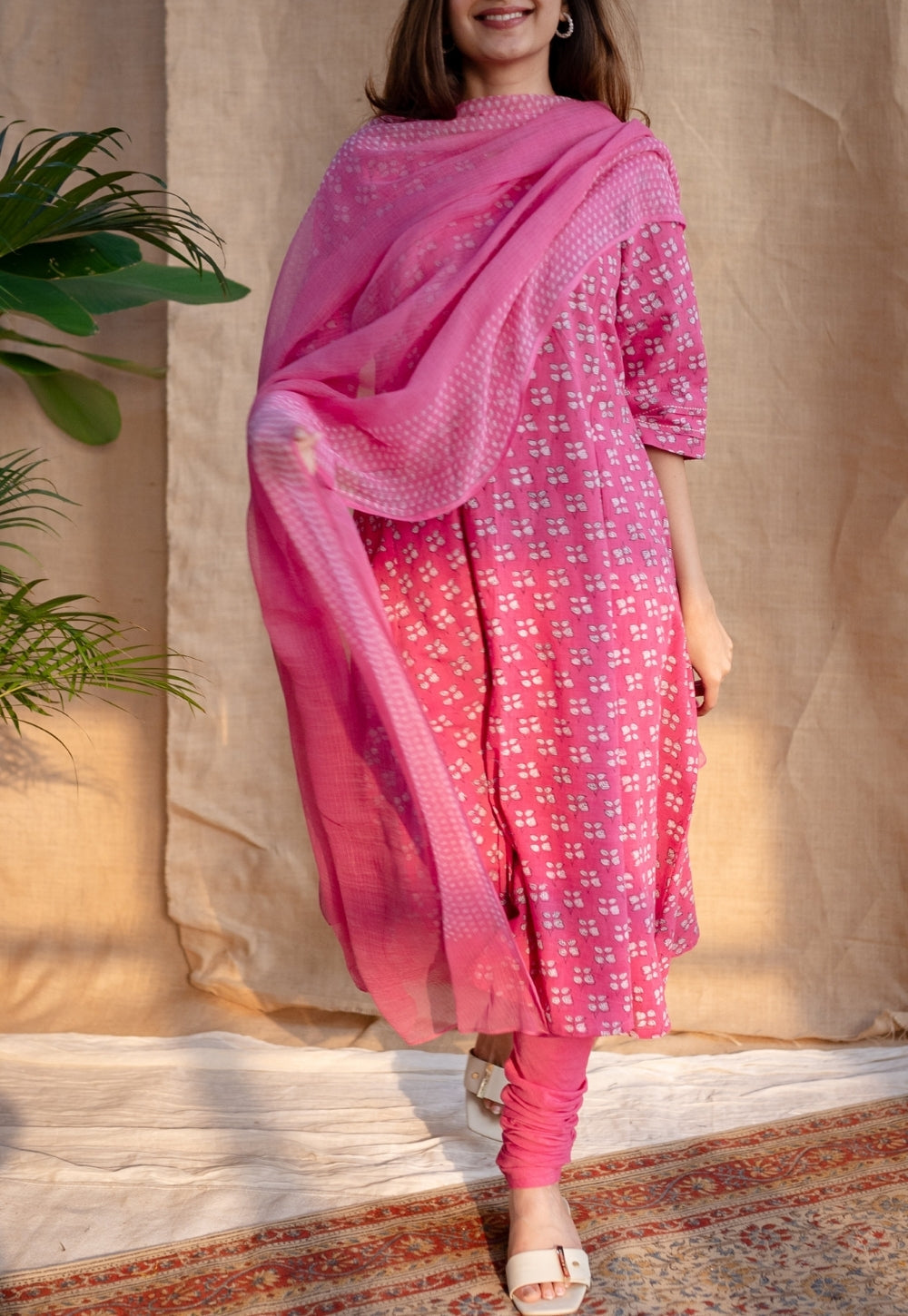 Eaira Dabu Slub Cotton Hand Embroidered Kali Kurta