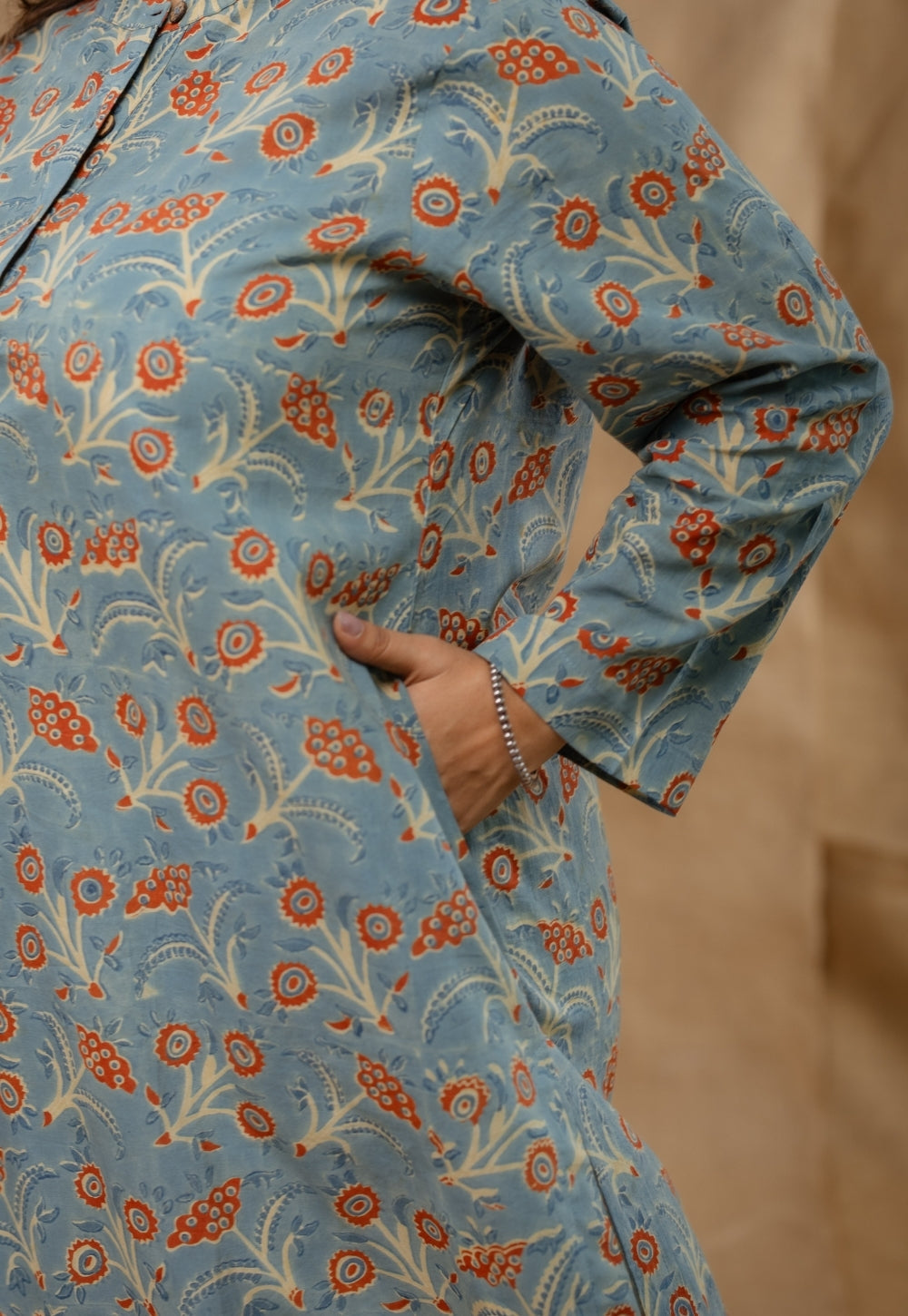 Azha Blue Ajrakh Cotton Straight Kurta
