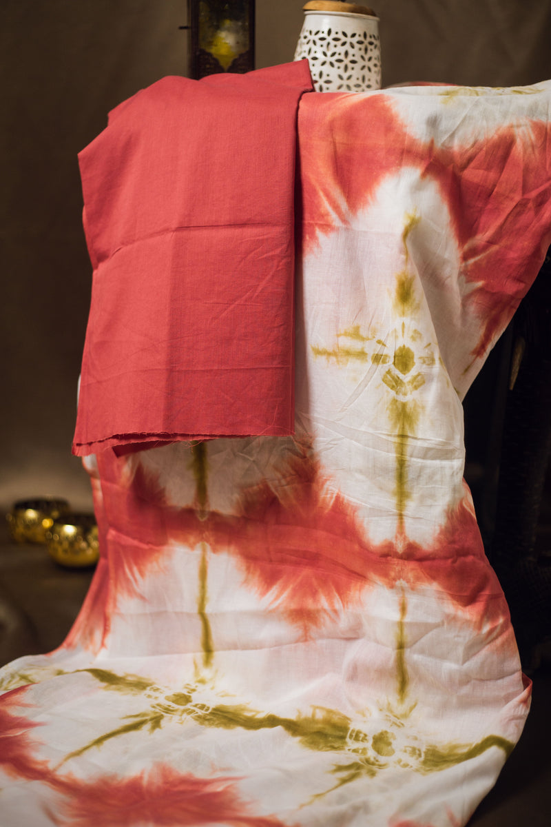 Cotton Mul Tie Dye Saree Green Earth-10