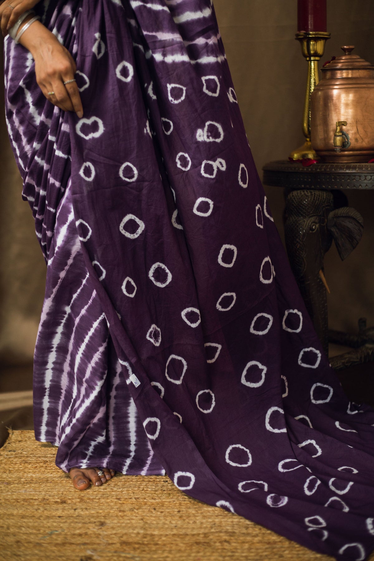 Cotton Mul Tie Dye Saree Jamun Leheriya-10