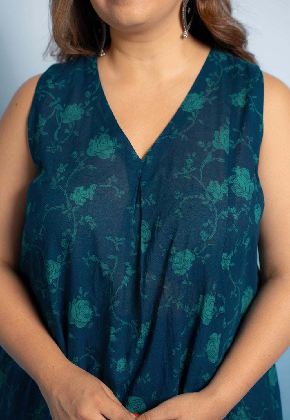 Raahi Blue Dabu Mul Cotton A Line Co-Ord Set