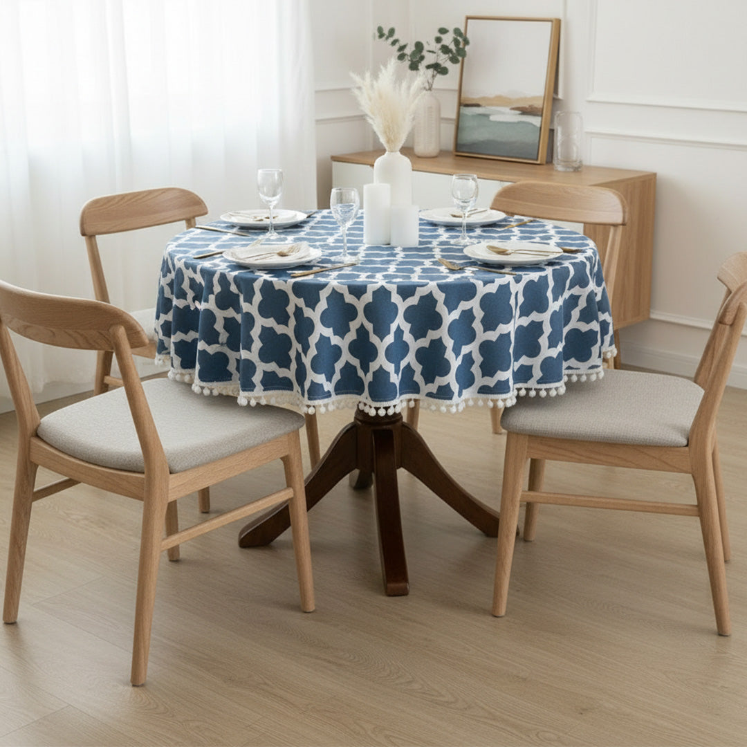 Cotton Quatrefoil Printed Dining Table Cover-8