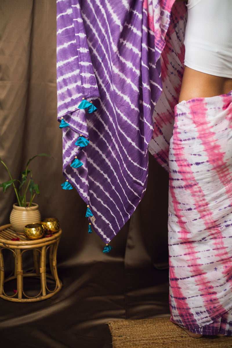 Cotton Mul Tie Dye Saree Berry Bloom-12