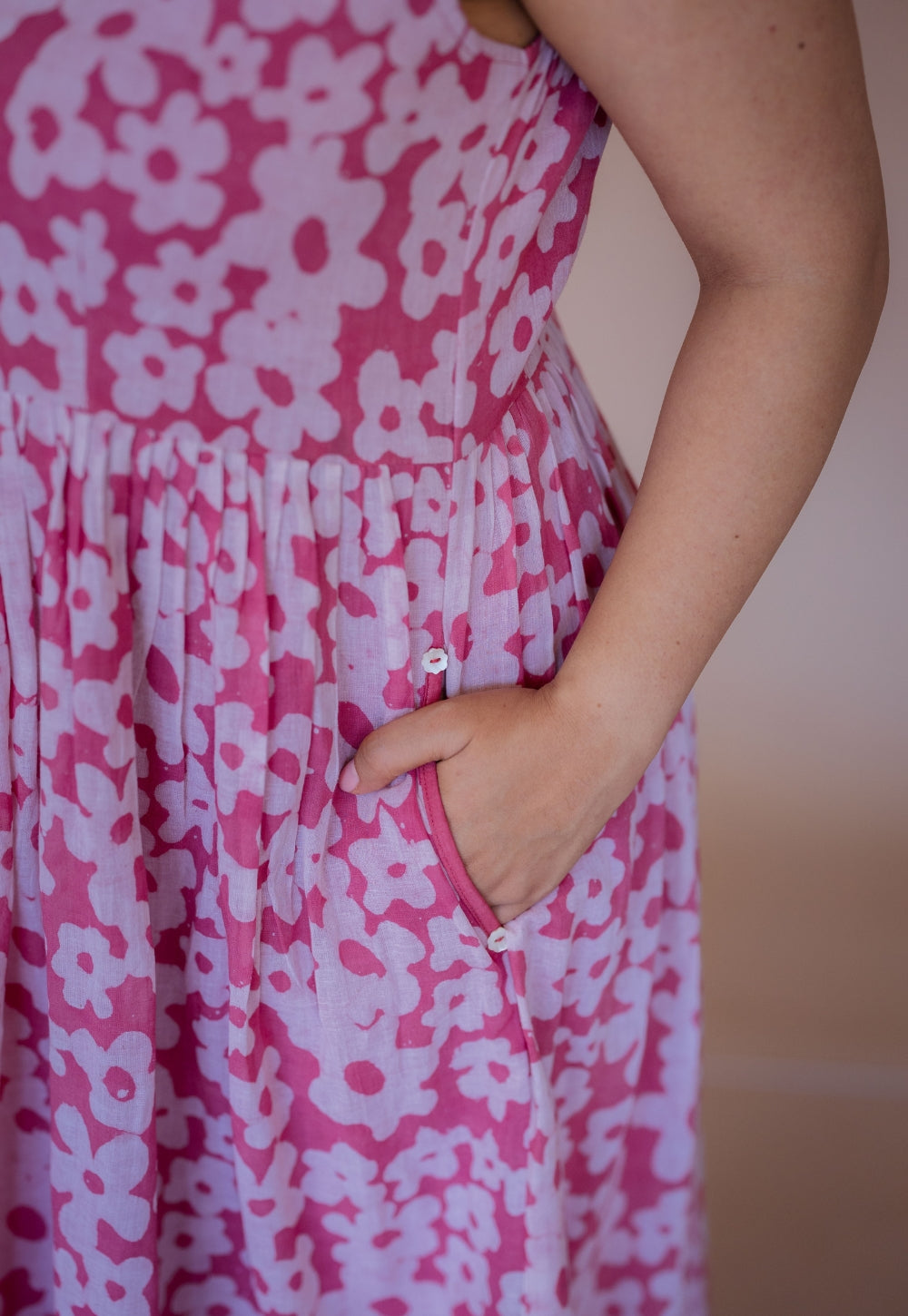 Sidra Pink Batik MulMul A Line Dress
