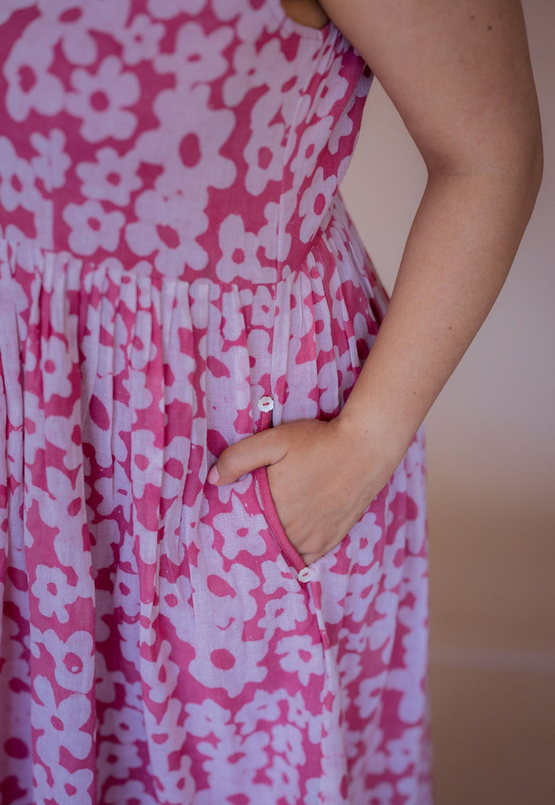 Sidra Pink Batik MulMul A Line Dress