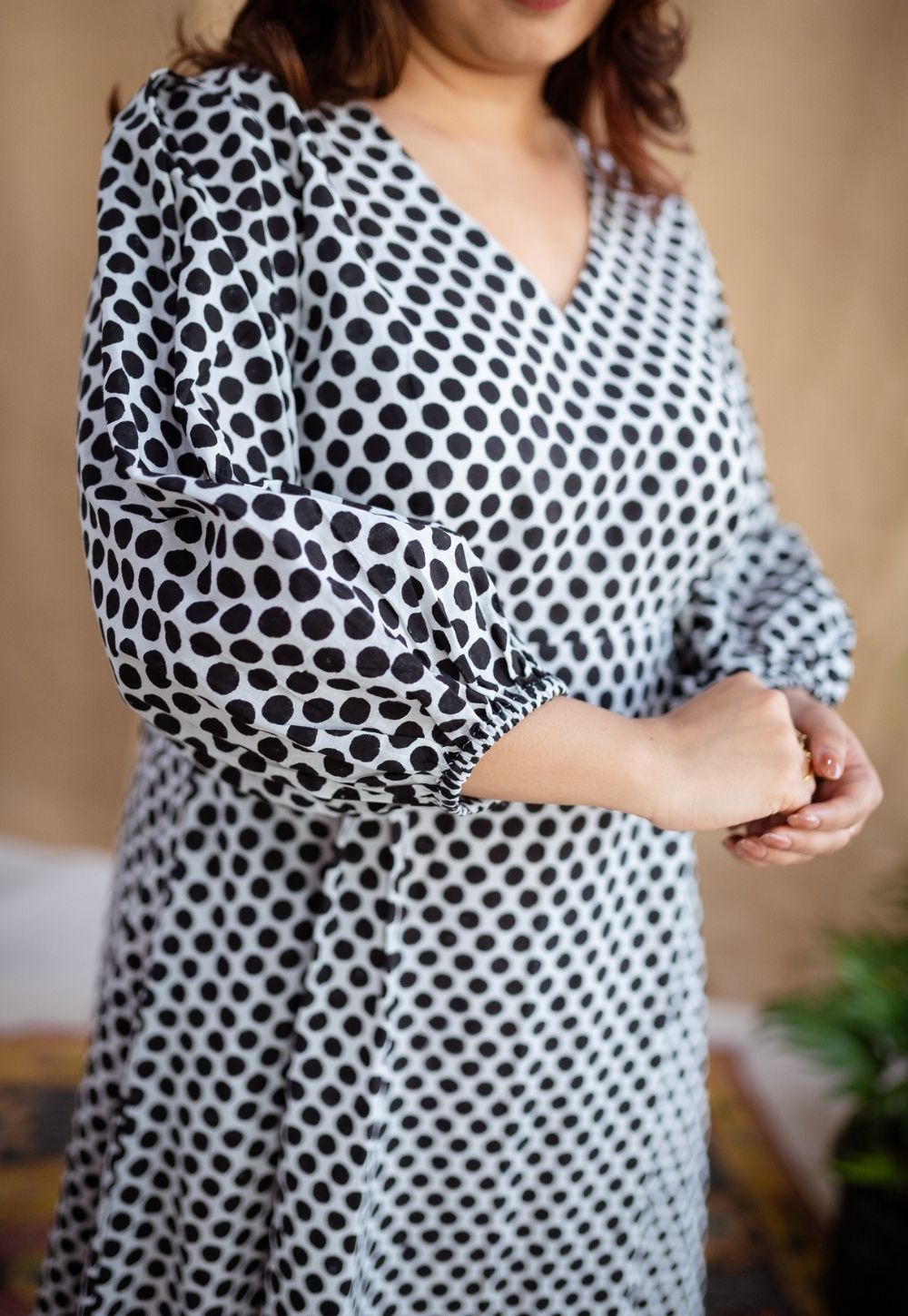 Rahima Black Hand Block Print Cotton A Line Dress