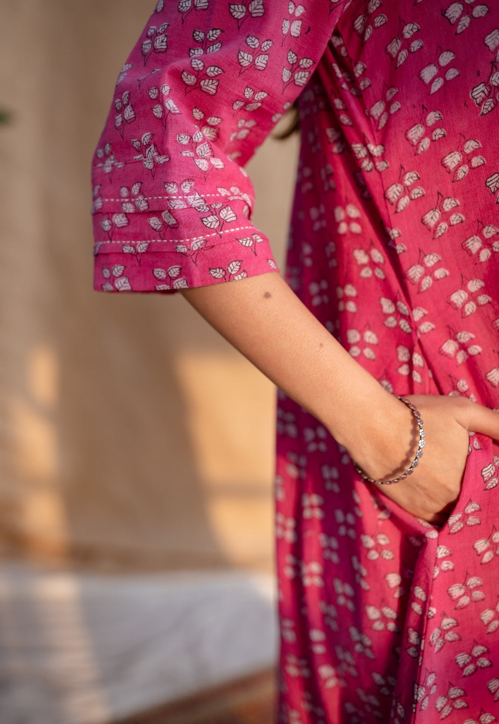 Eaira Dabu Slub Cotton Hand Embroidered Kali Kurta