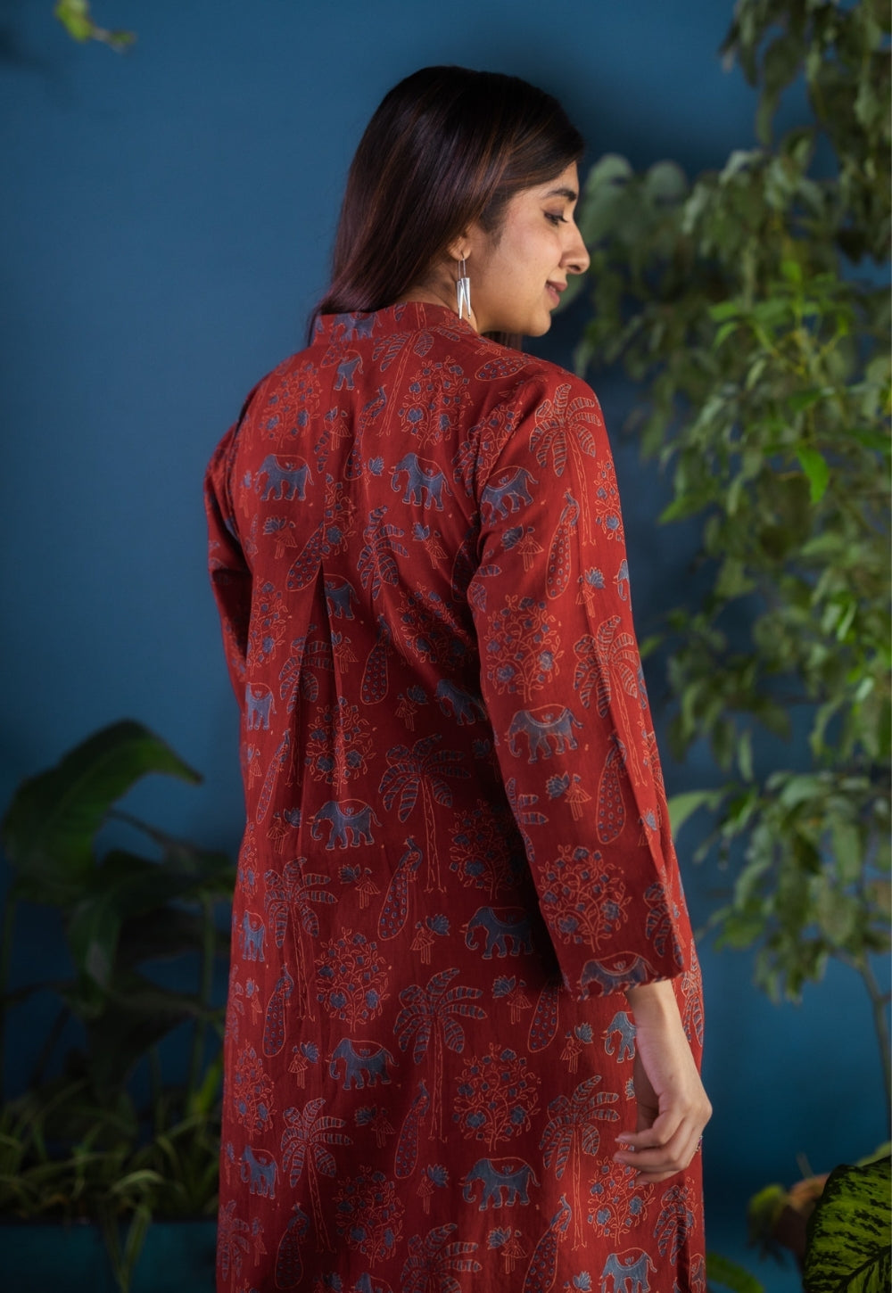Ruhaina Red Ajrakh Cotton Straight Kurta