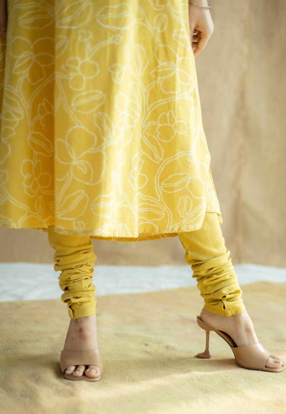 Miral Mustard Solid Slub Cotton Churidar