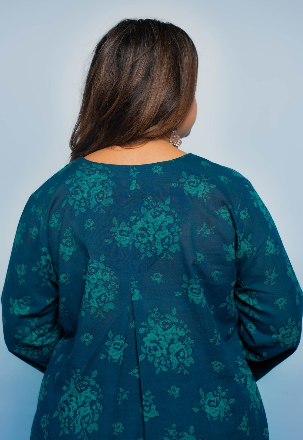 Harshi Blue Dabu Mul Cotton Straight Co-Ord Set