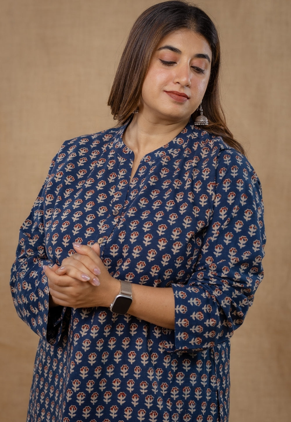 Riddhi Blue Ajrakh Cotton Straight Kurta