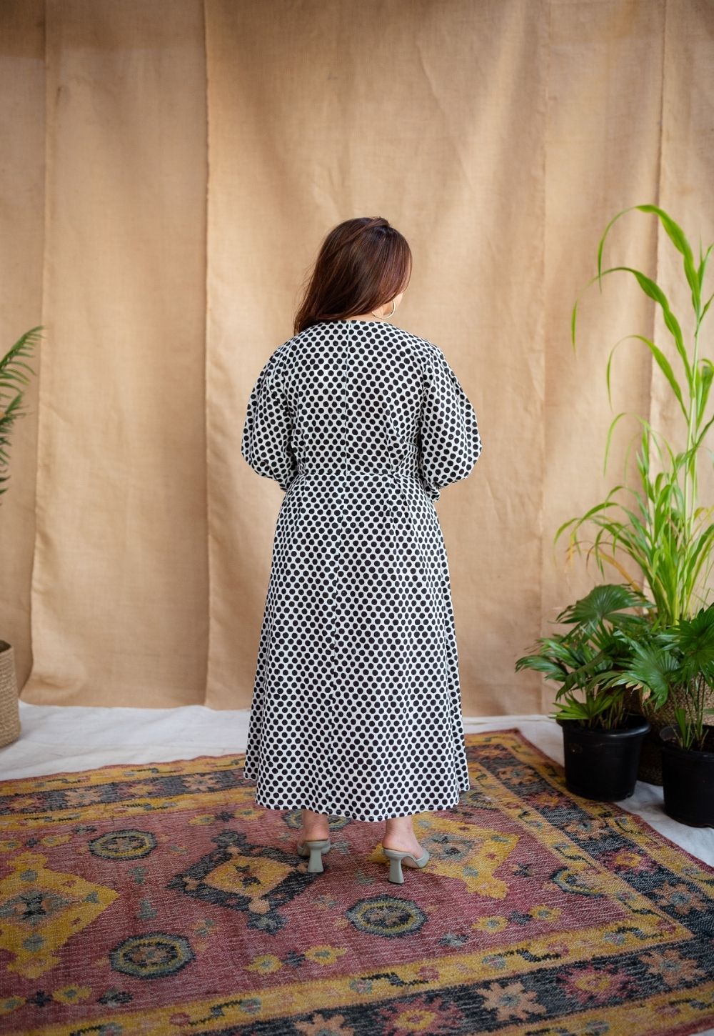 Rahima Black Hand Block Print Cotton A Line Dress