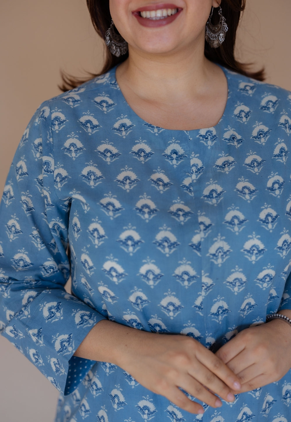 Zyra Blue Ajrakh Cotton A Line Kurta