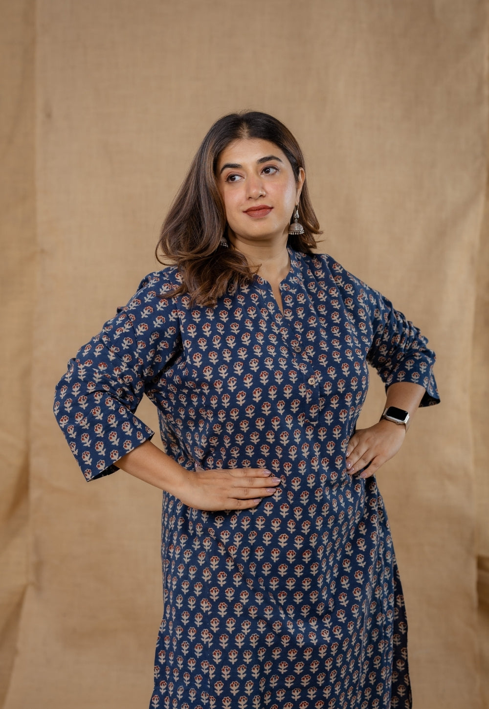 Riddhi Blue Ajrakh Cotton Straight Kurta