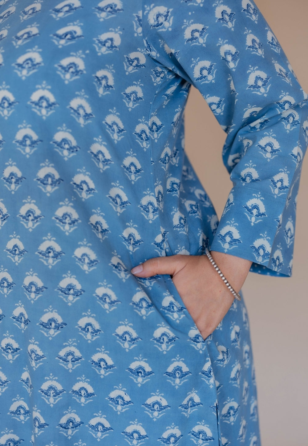 Zyra Blue Ajrakh Cotton A Line Kurta