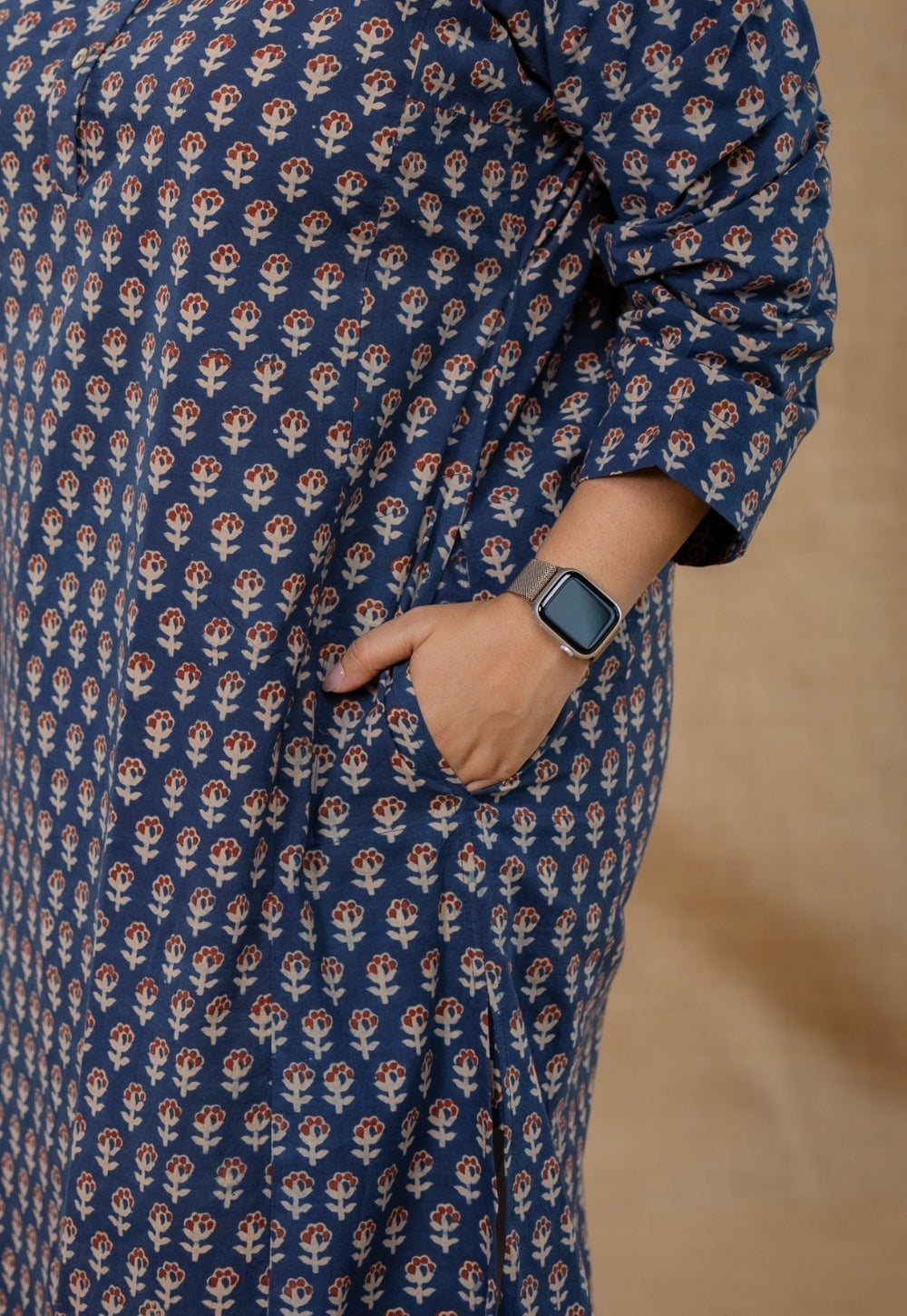 Riddhi Blue Ajrakh Cotton Straight Kurta