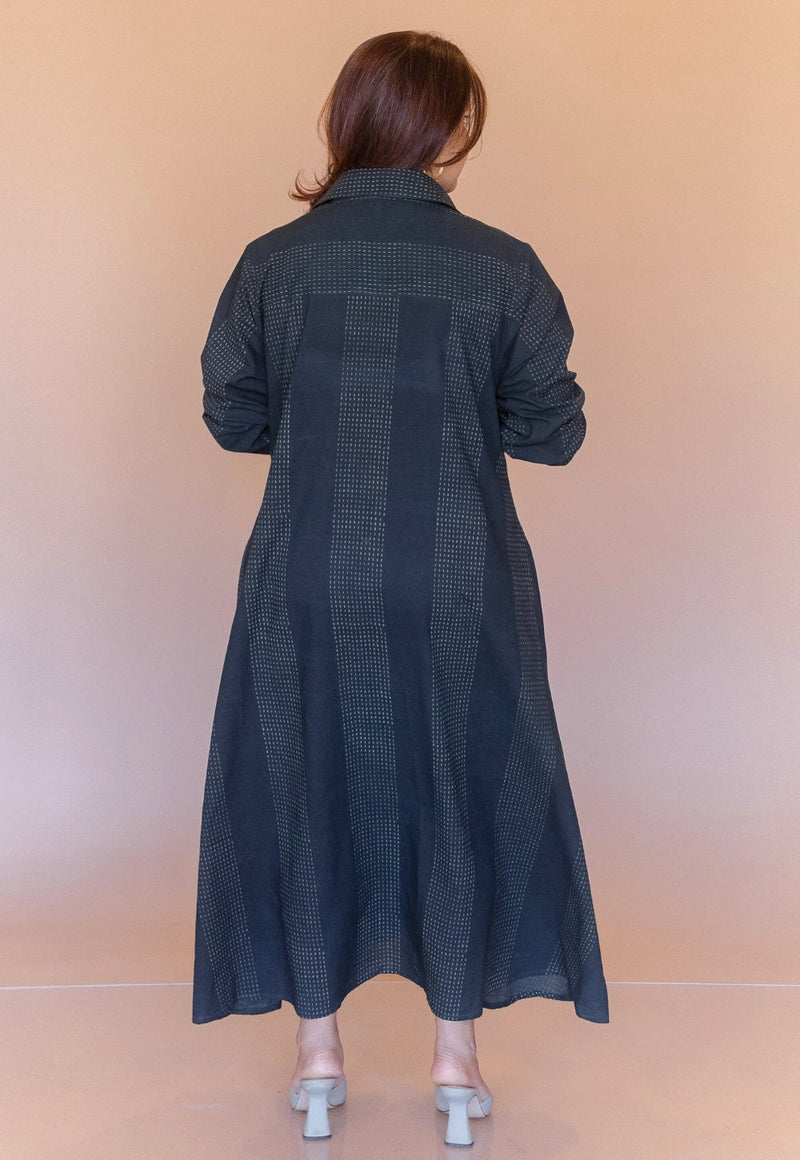 Trusha Green Dabu Cotton A Line Dress