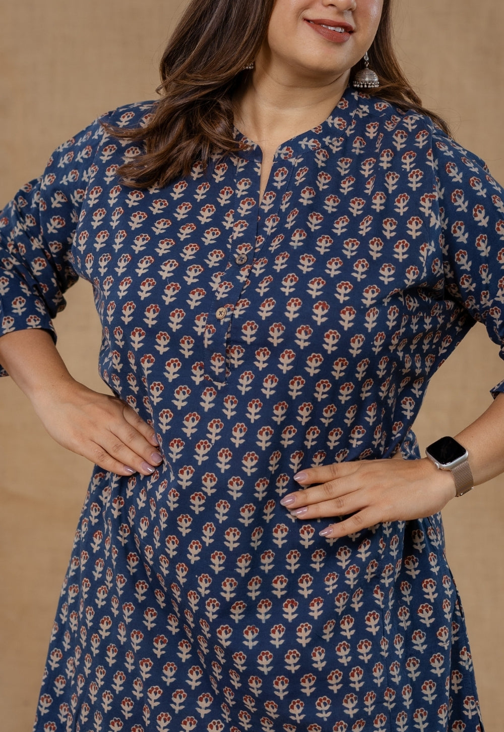 Riddhi Blue Ajrakh Cotton Straight Kurta