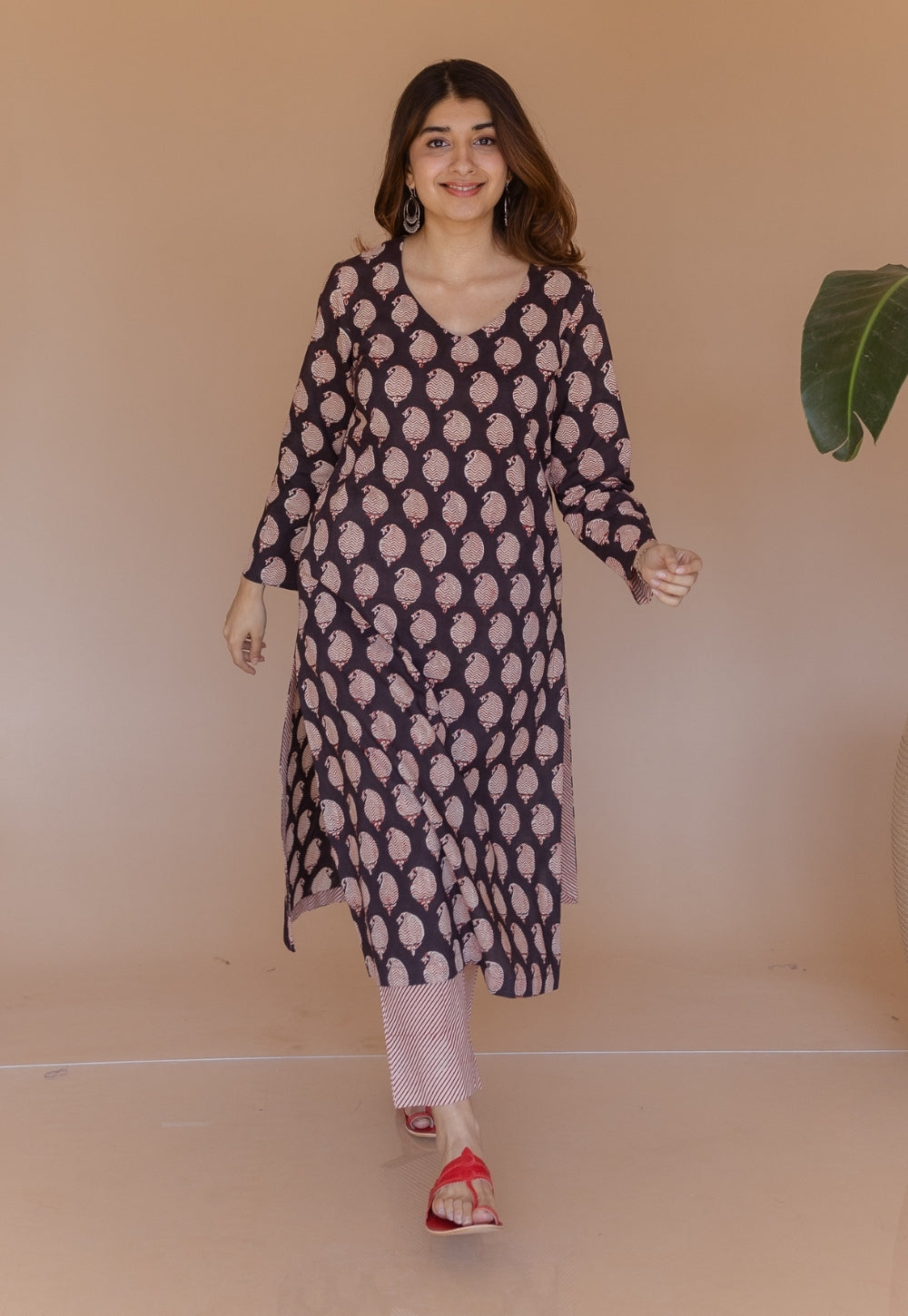 Aarushi Black Bagru Cotton Straight Kurta