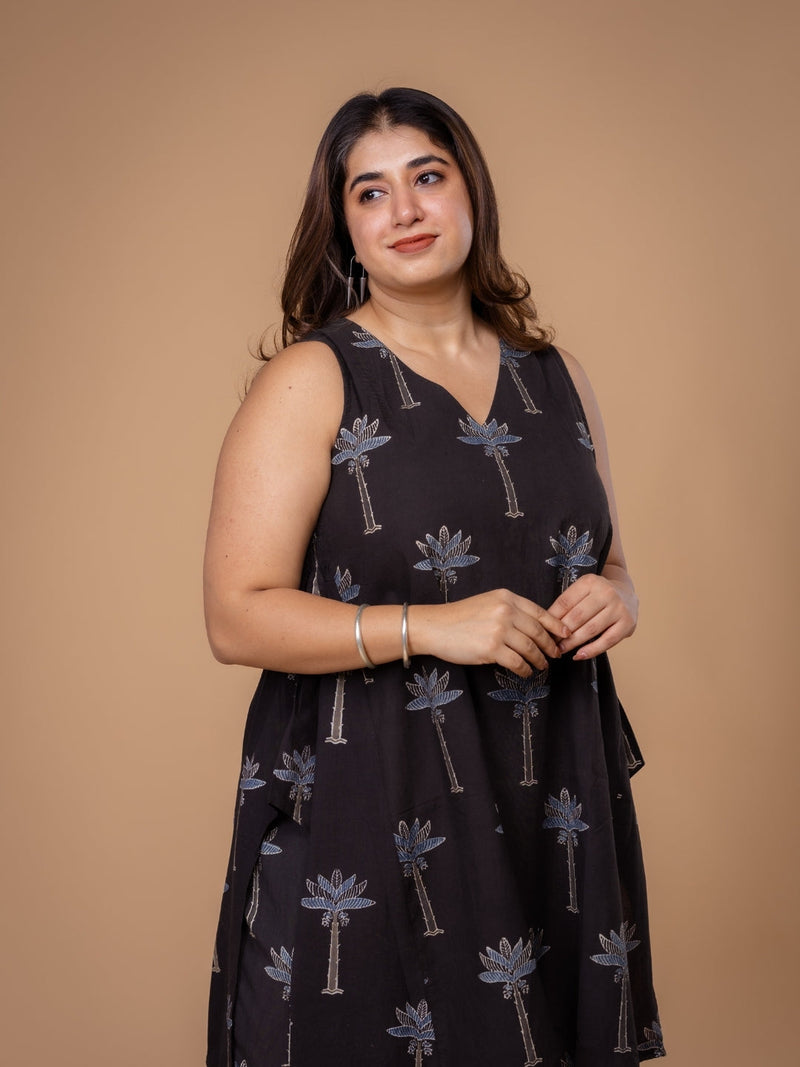 Arvika Black Ajrakh Cotton A Line Co-Ord Set