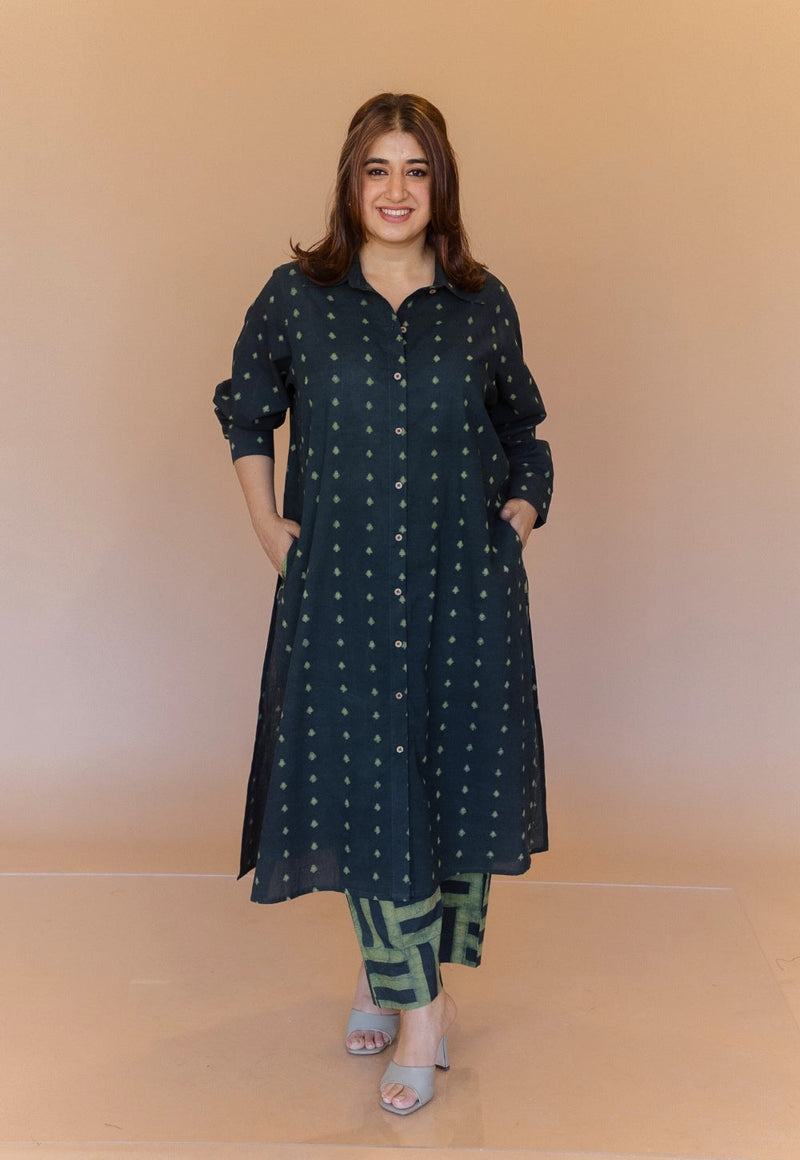 Yashi Green Dabu Cotton Straight Pant