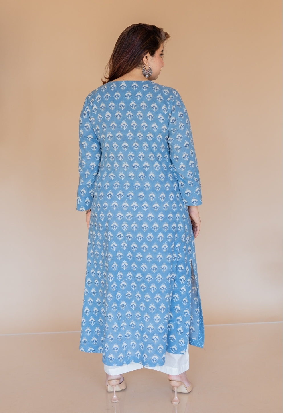 Zyra Blue Ajrakh Cotton A Line Kurta