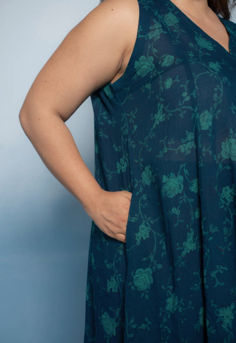 Raahi Blue Dabu Mul Cotton A Line Co-Ord Set