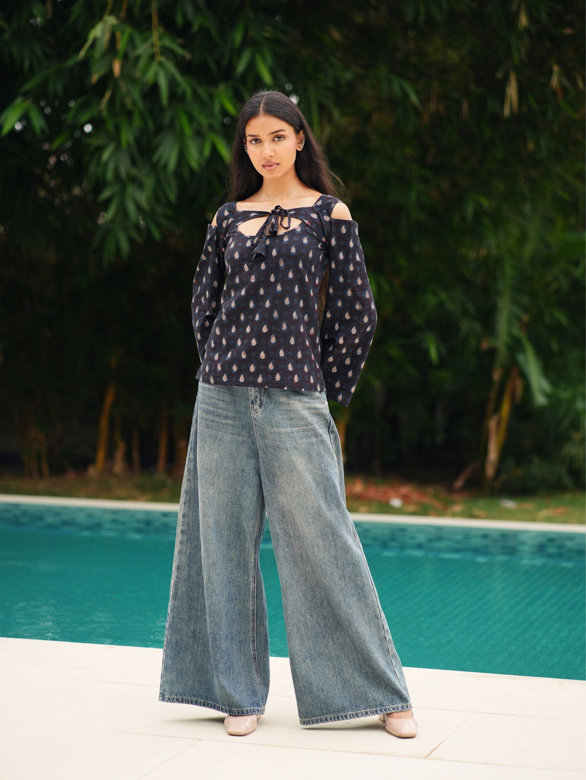 Shanaya Bagru Print Off Shoulder Top for Women