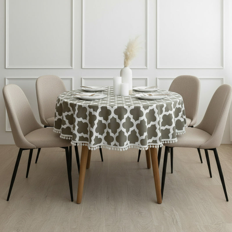 Cotton Quatrefoil Printed Dining Table Cover-15