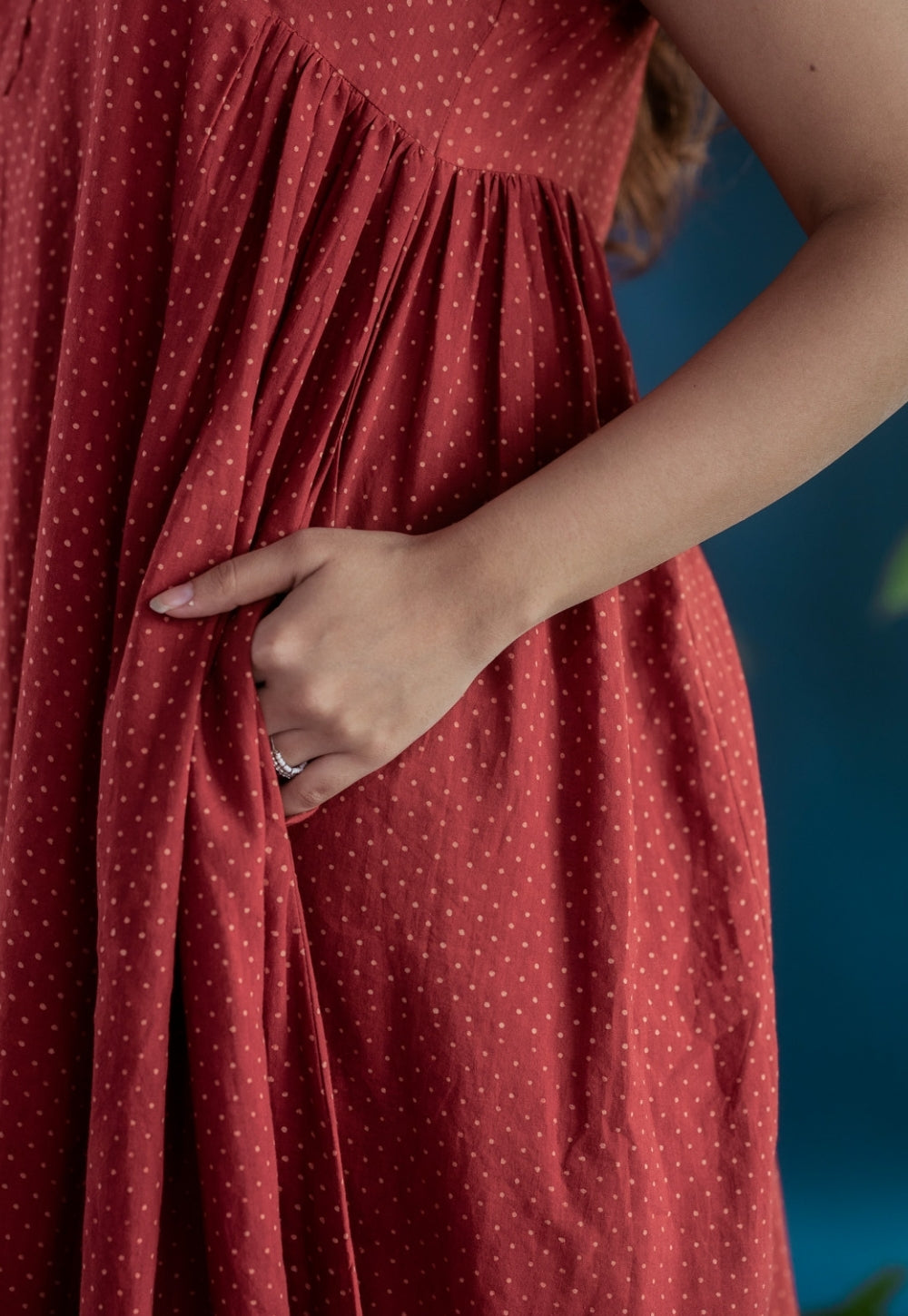 Zivaa Red Ajrakh Cotton A Line Dress