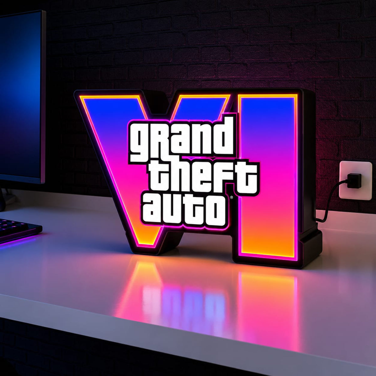 GTA 6 LED Neon Desk Lamp – Grand Theft Auto Fan Night Light (12*10 inches)-1