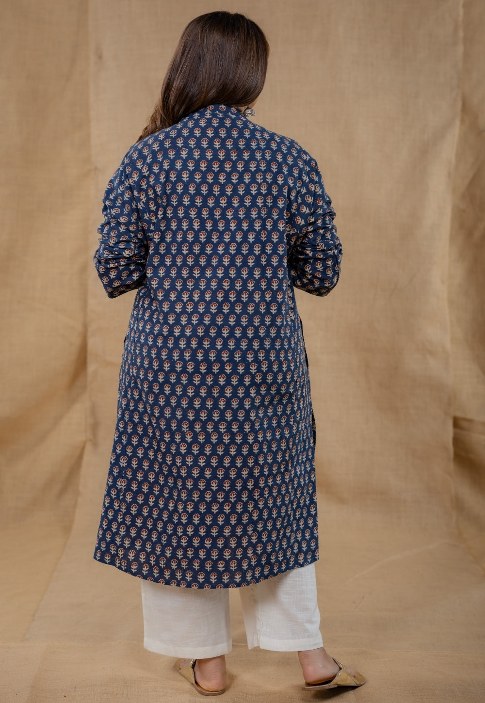 Riddhi Blue Ajrakh Cotton Straight Kurta