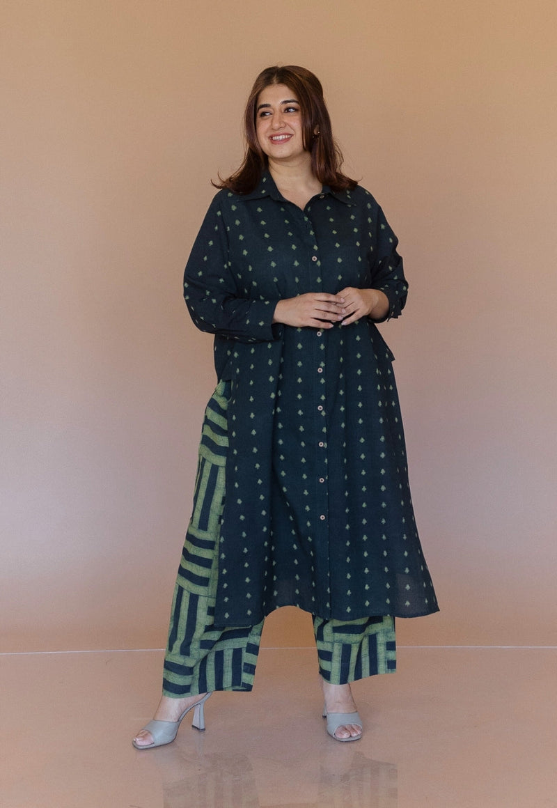 Yashi Green Dabu Cotton Straight Pant