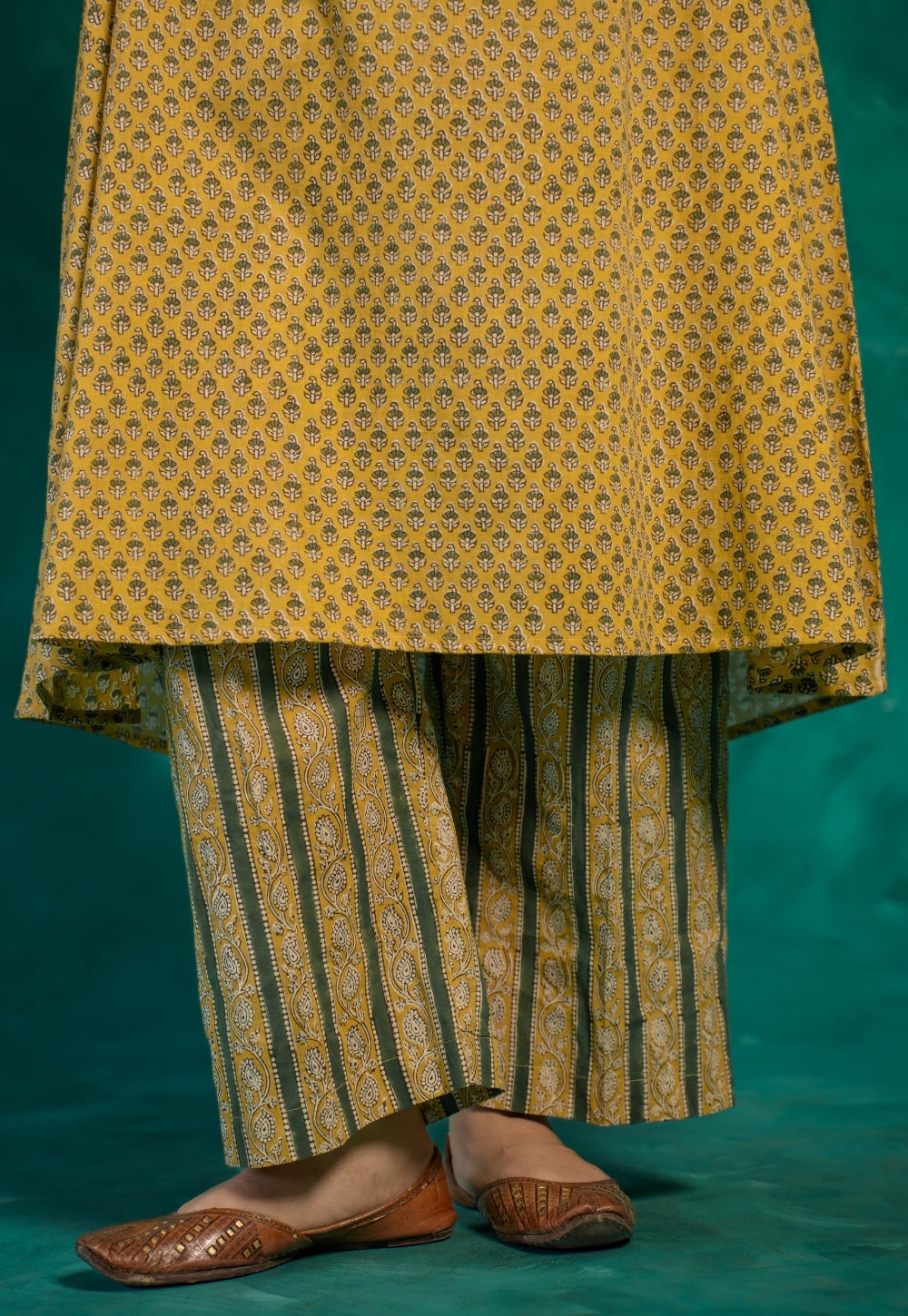 Yashi Yellow Bagru Cotton Straight Pant