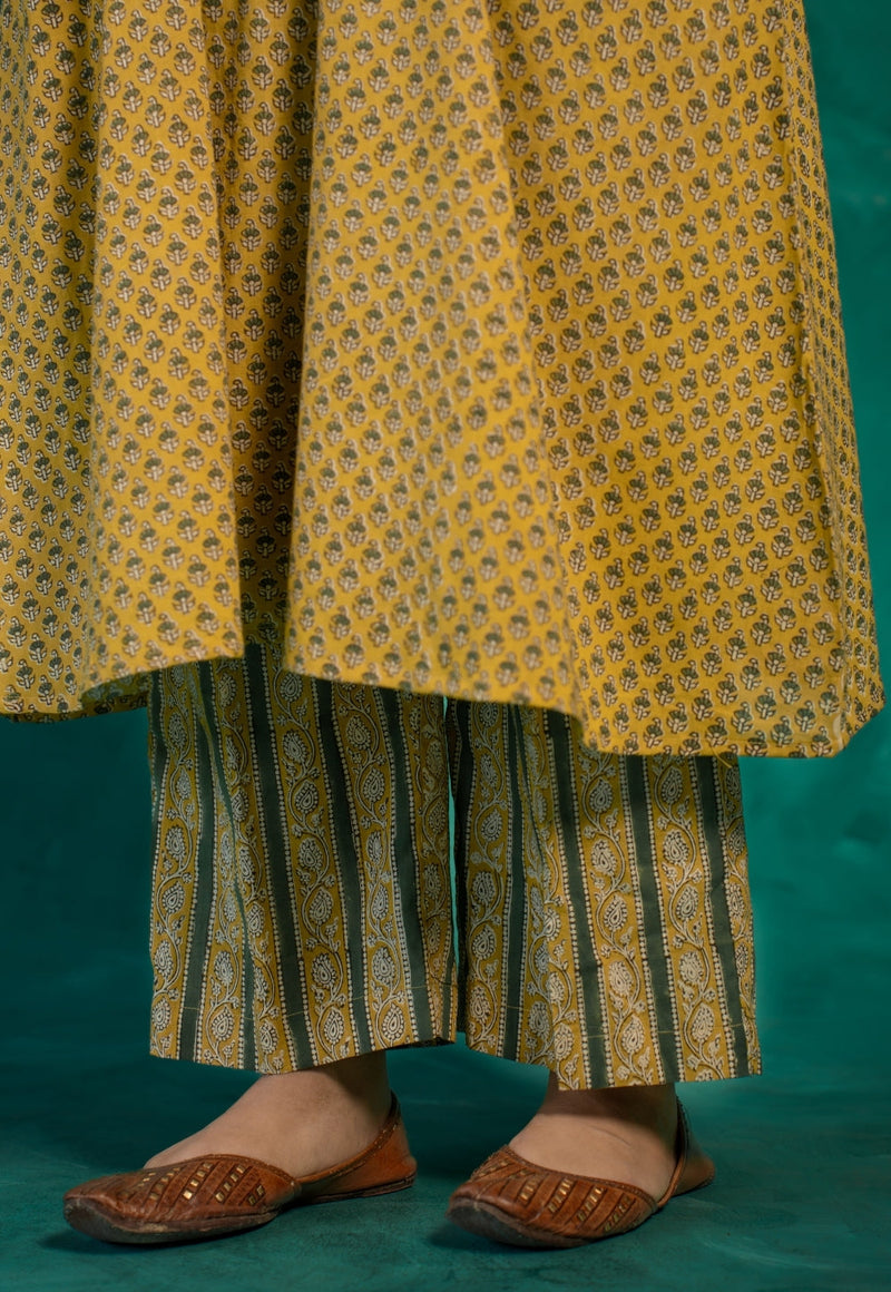 Yashi Yellow Bagru Cotton Straight Pant
