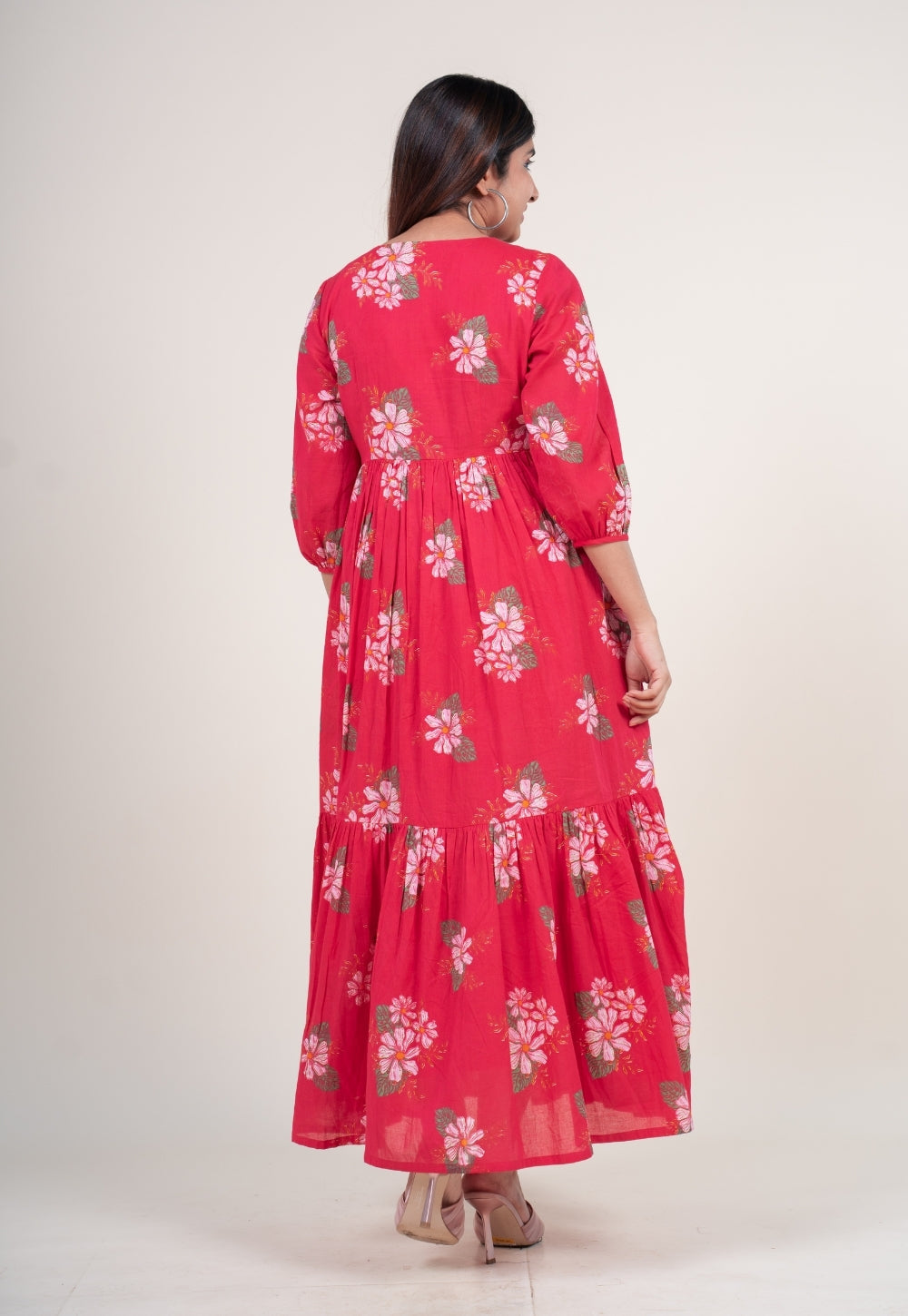 Diksha Hot Pink Printed Mul A Line Dress