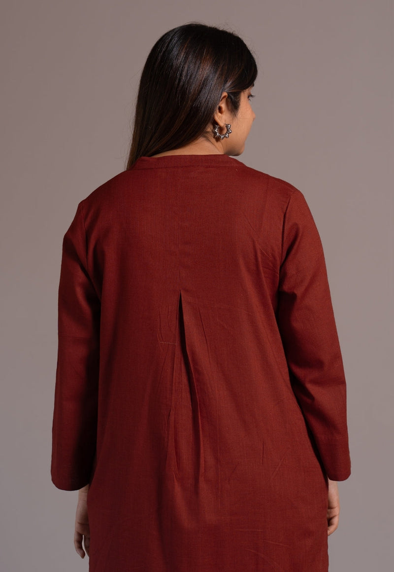 Madder Solid Slub Cotton Straight Co-Ord Set- DyeVerse