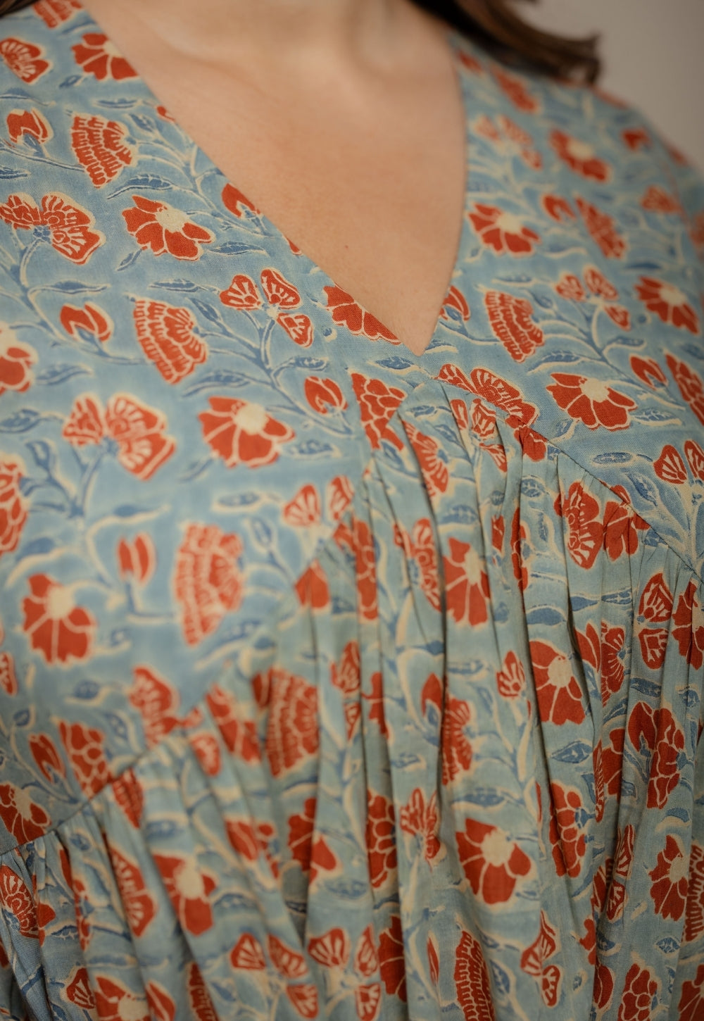 Sakshi Blue Ajrakh Cotton A Line Short Top