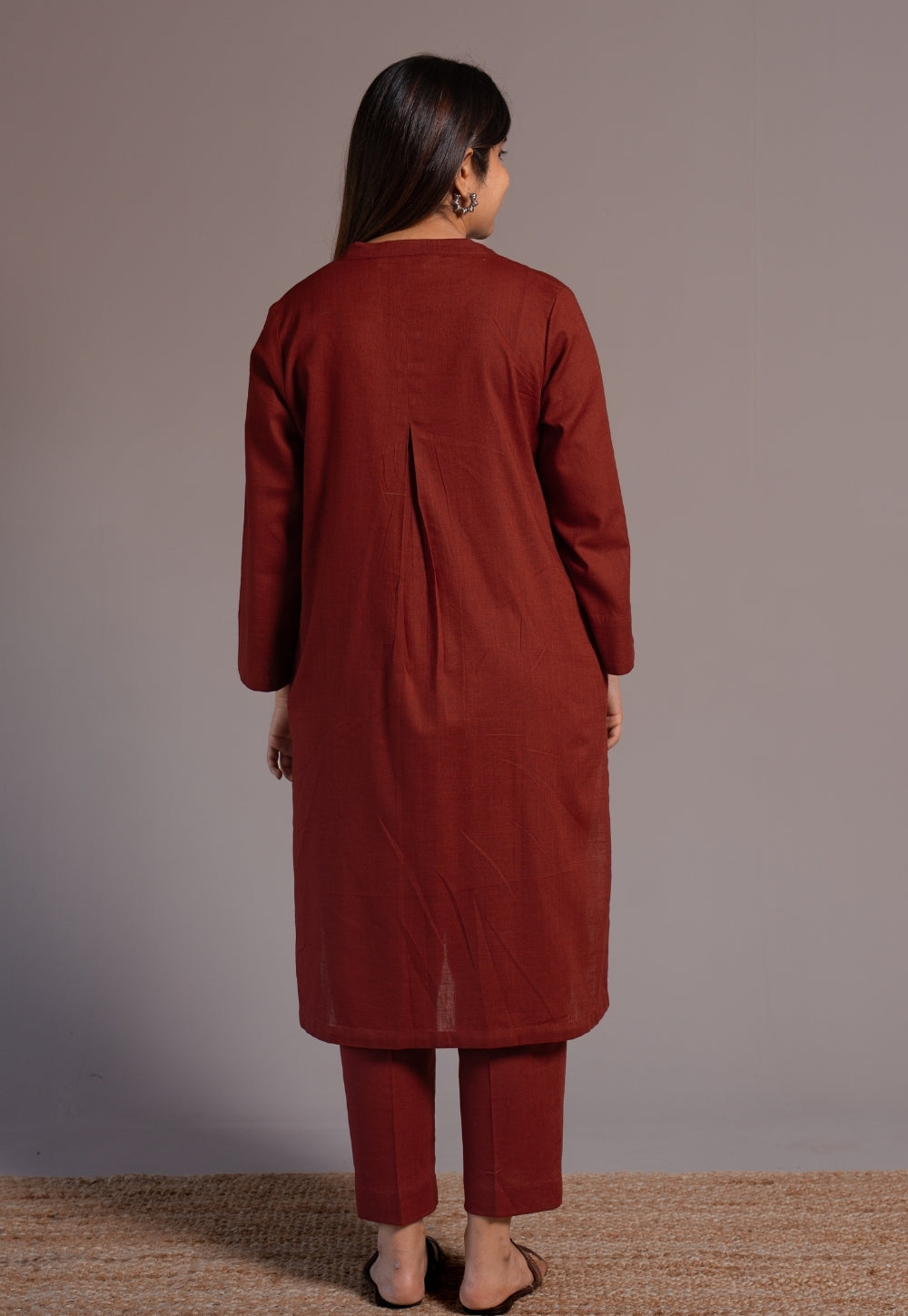 Madder Solid Slub Cotton Straight Co-Ord Set- DyeVerse