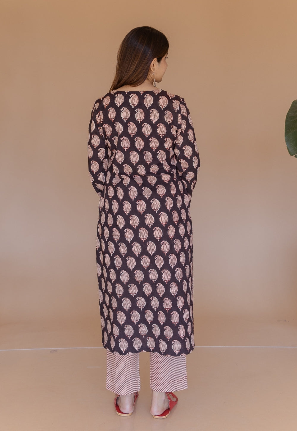 Aarushi Black Bagru Cotton Straight Kurta