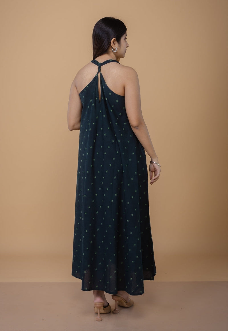 Tashi Green Dabu Cotton A Line Dress