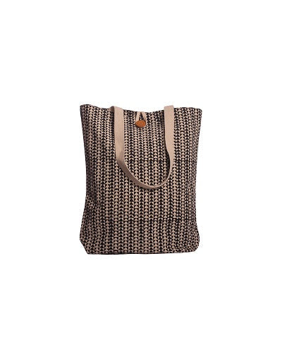 Cotton Shopping Tote Bag · Tiny Triangles Black-3