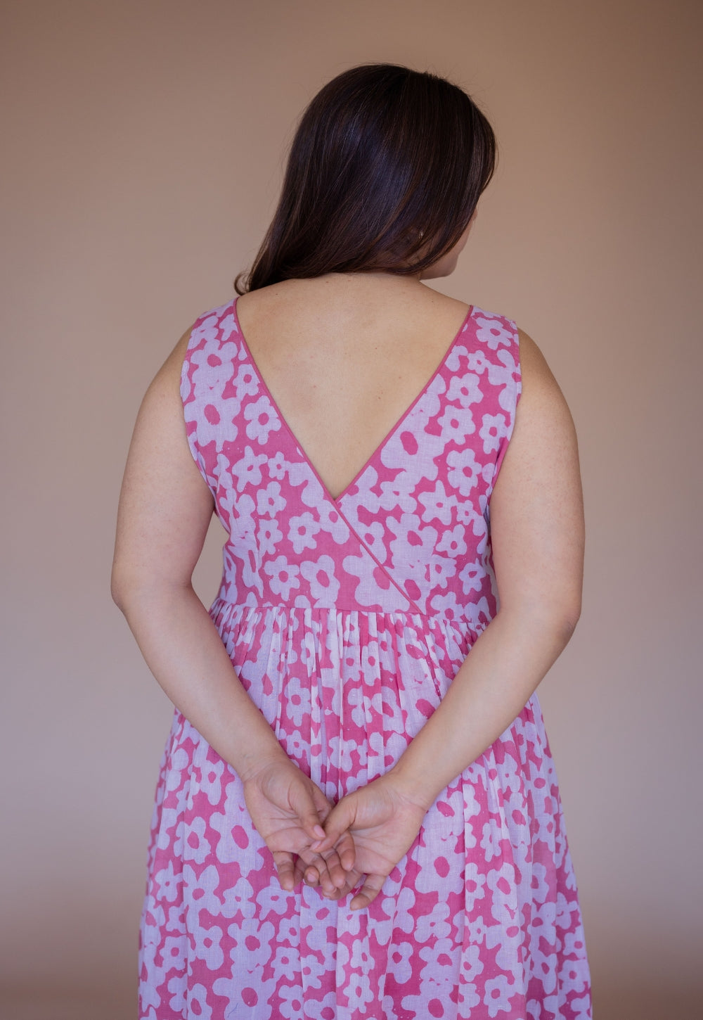 Sidra Pink Batik MulMul A Line Dress