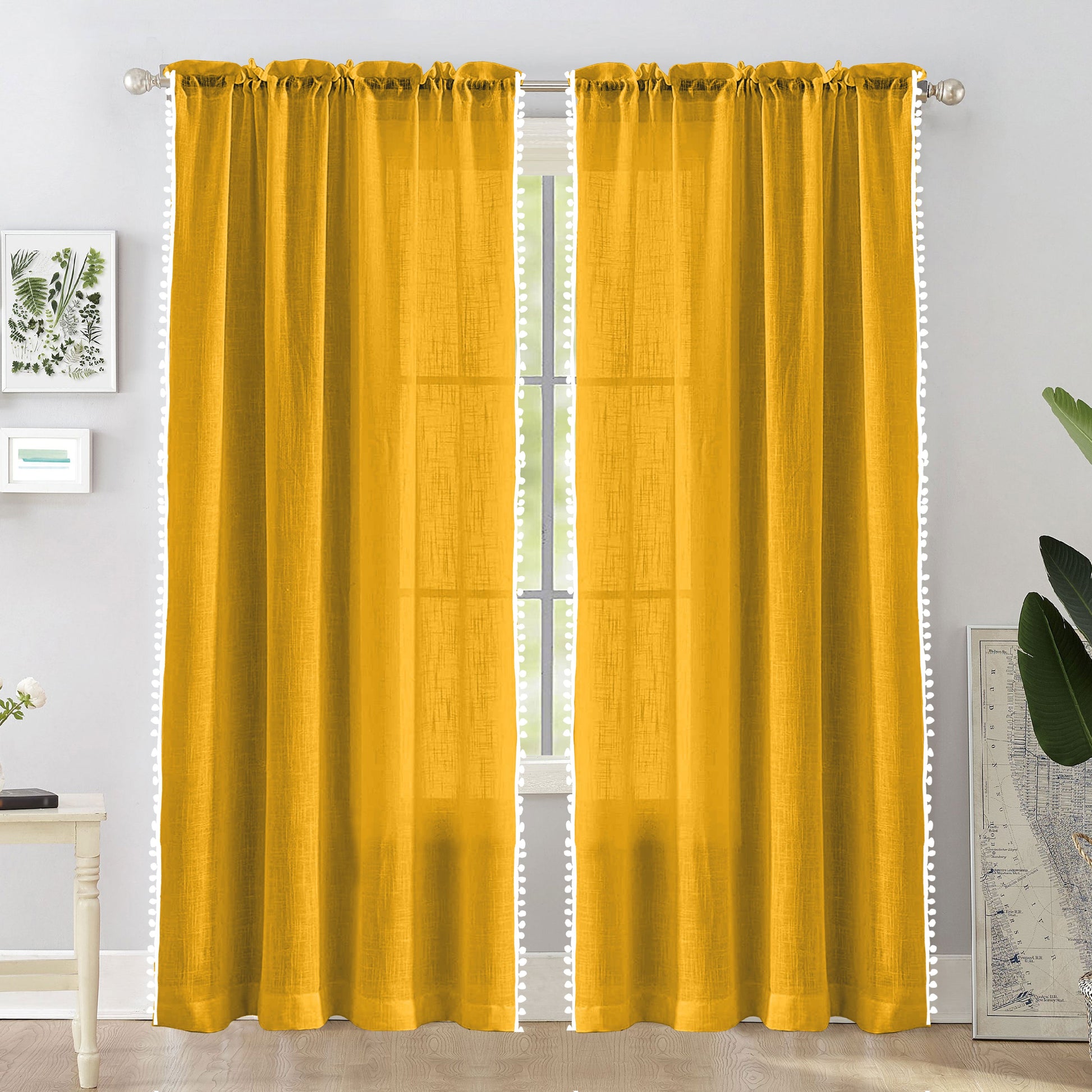 Fort Handpicked Breeze - Rod Pocket Yellow Sheer Curtain-1
