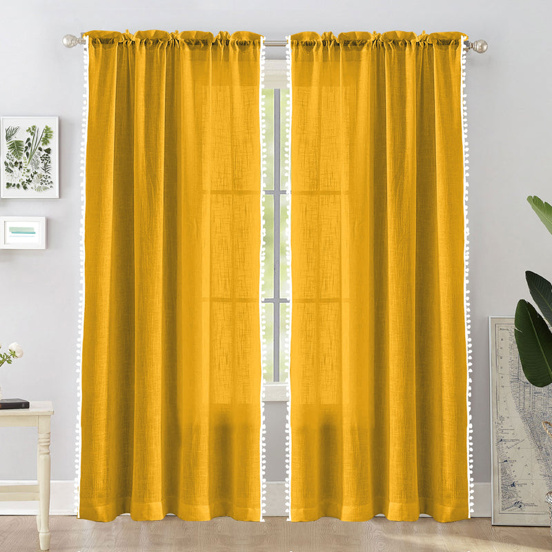 Fort Handpicked Breeze - Rod Pocket Yellow Sheer Curtain-1